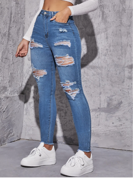 Calça Jeans Skinny Rasgado