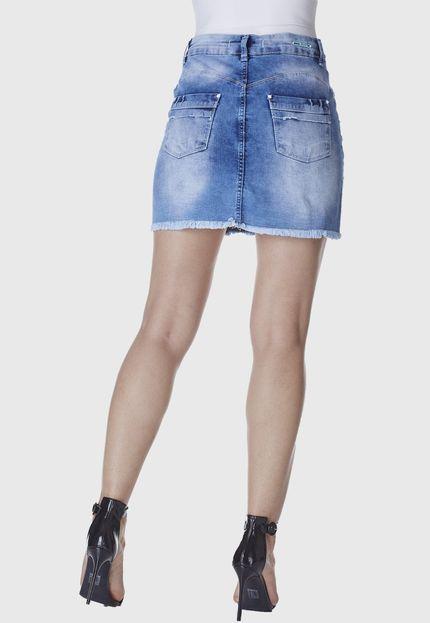 Saia Jeans Azul-Claro Detalhes