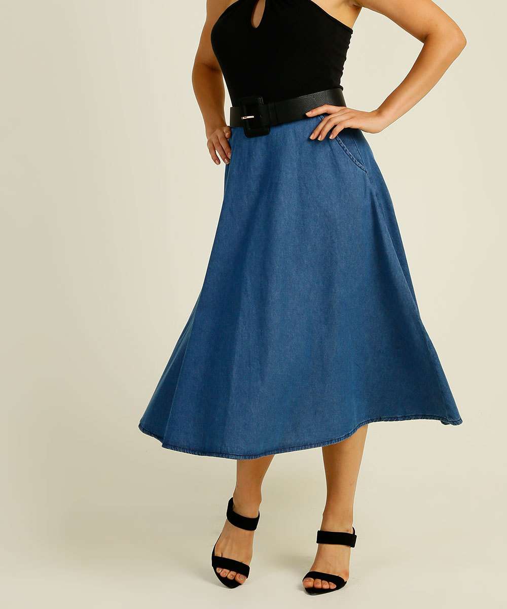 Saia Jeans Midi