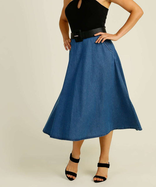 Saia Jeans Midi