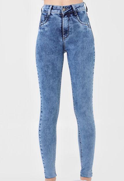 Calça Jeans Skinny Estonada Azul