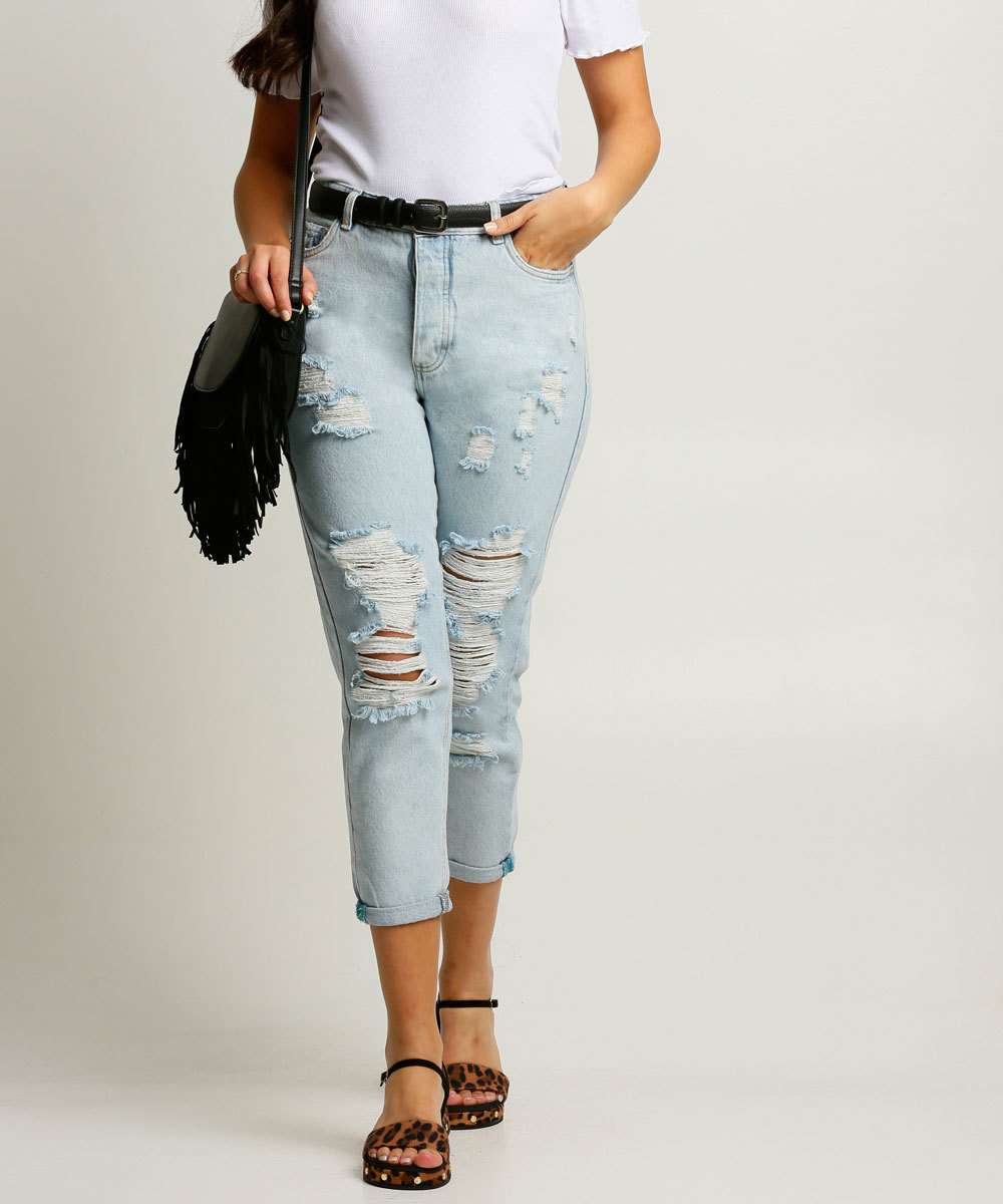 Calça Jeans Destryed Capri