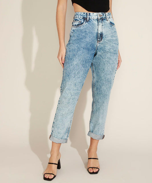Calça Jeans Mom Cintura Alta