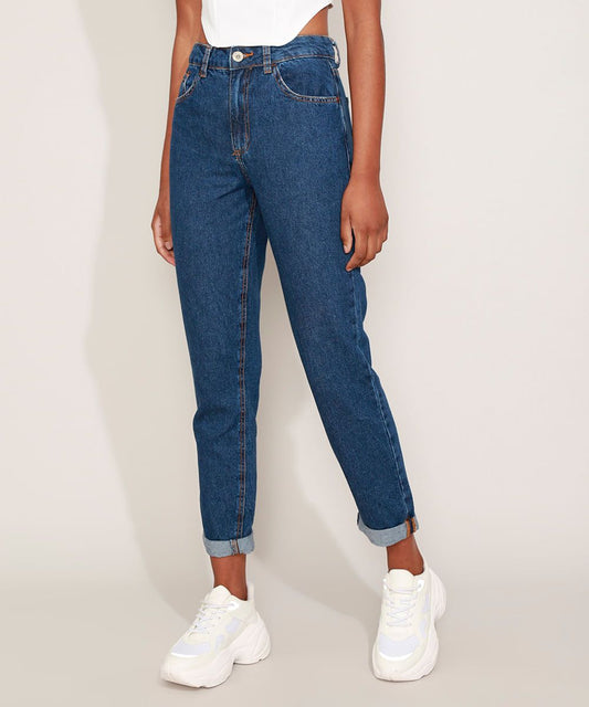 Calça Jeans Mom Azul Escuro
