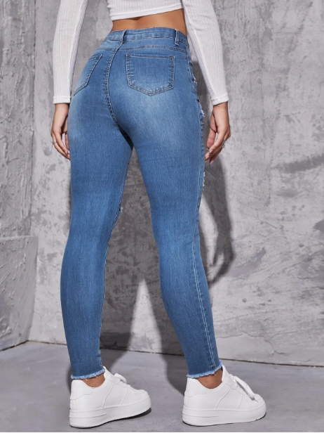 Calça Jeans Skinny Rasgado
