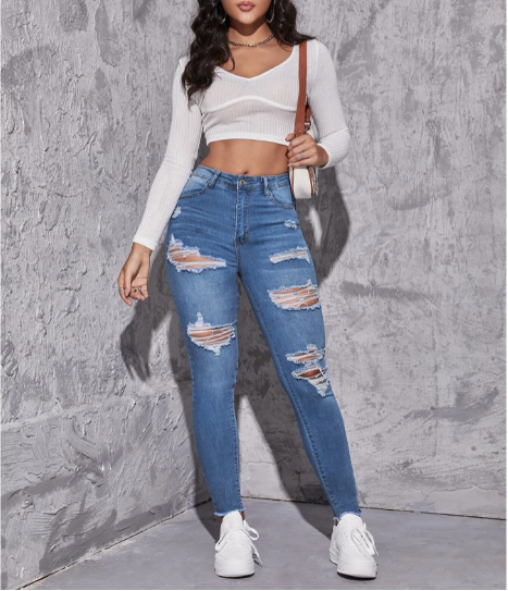 Calça Jeans Skinny Rasgado