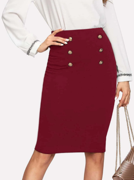 Saia lápis de botão duplo