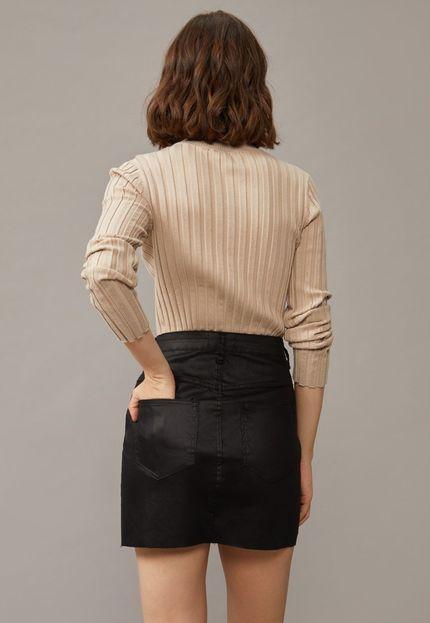 Saia Jeans Amaro Preto Resinado