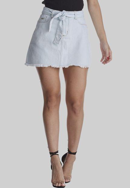 Saia Jeans Delave com Cinto