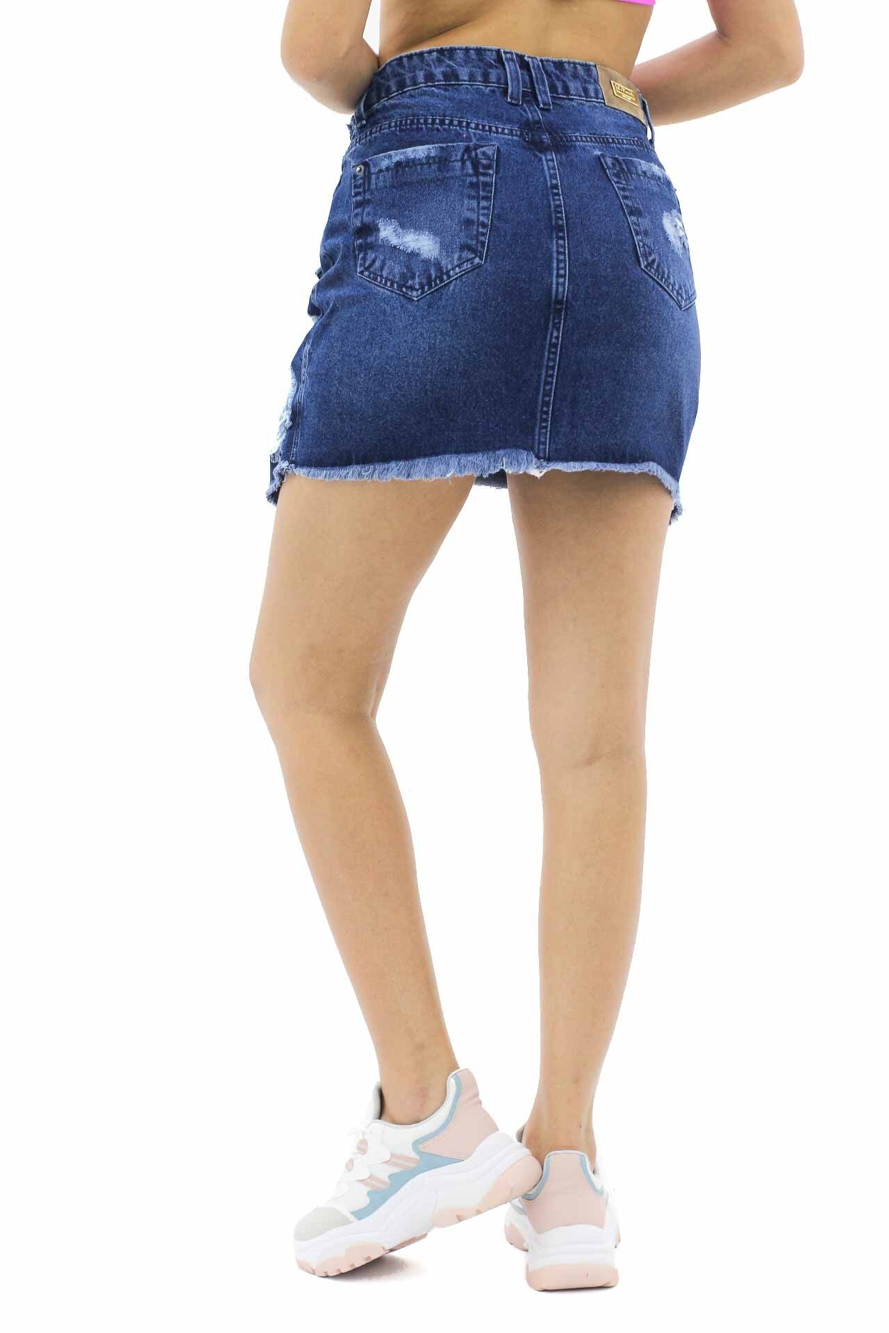 Saia Jeans com Detalhe Frontal