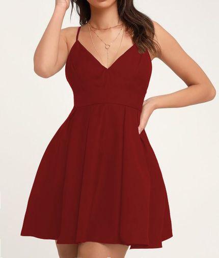 Vestido Curto Rodado Liso